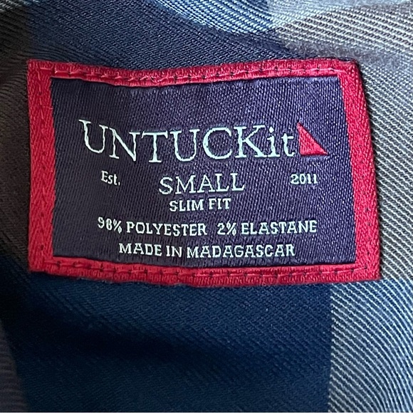 New! Untuckit Piemonte Slim Fit Plaid Shirt nwt 35509 - Picture 11 of 14